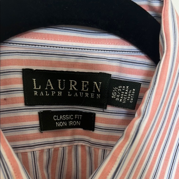 Ralph Lauren Red and White Dress Shirt with Classic Pinstripes - Picture 2 of 3